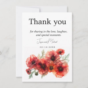 Carte De Remerciements Avec des pavots Scarlet Petal Serenade