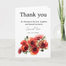 Carte De Remerciements Avec des pavots Scarlet Petal Serenade