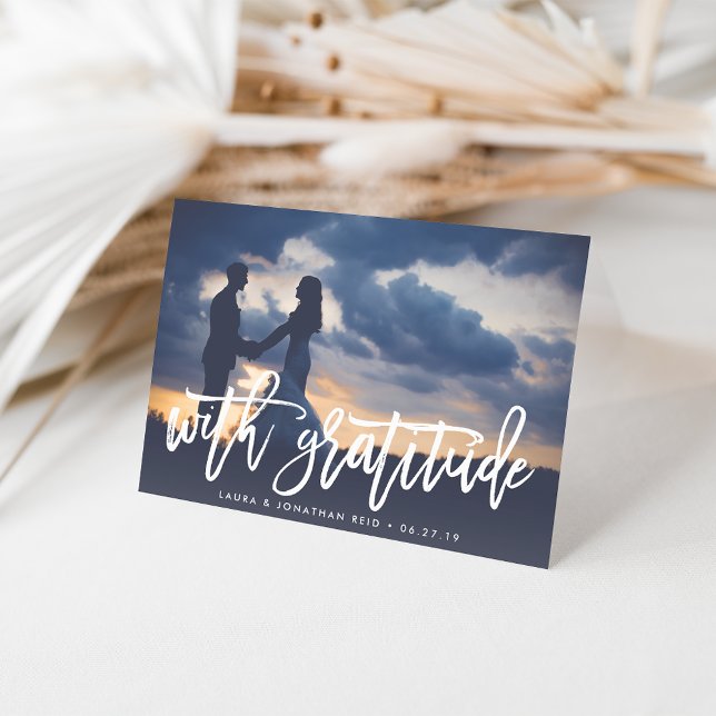 Carte De Remerciements Avec Gratitude | Remerciement de photo de mariage (Créateur téléchargé)