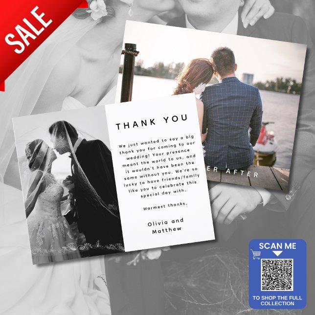 Carte de remerciements avec photo et texte des deu (TRANSFER to a FLAT CARD (5x7) Invitation to access a digital download version)