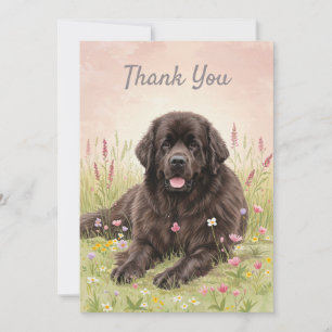 Carte de remerciements avec un chien de Terre-Neuv