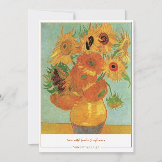 Carte de remerciements avec van Gogh Sunflowers (Devant)