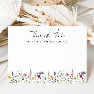 Carte De Remerciements Avenir Fleur sauvage élégant Mme Fête des mariées