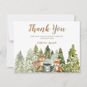 Carte De Remerciements Aventure animale de cerfs Baby shower de camping