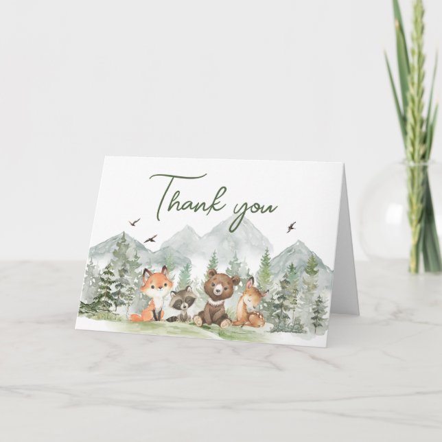 Carte De Remerciements Aventure Commencer le Baby shower des animaux des  (Devant)