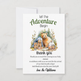 Carte De Remerciements Aventure Commencer le Baby shower forestier