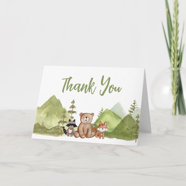Carte De Remerciements Aventure Commencer le Baby shower forestier (Devant)