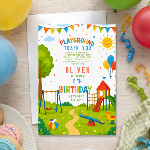Carte De Remerciements Aventure de terrain de jeu 6e anniversaire fête de
