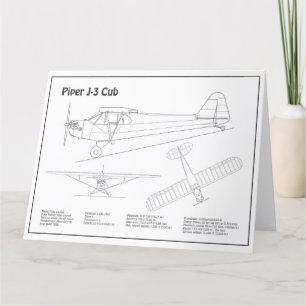 Carte De Remerciements Avion Cub - Plan directeur de l'avion BD