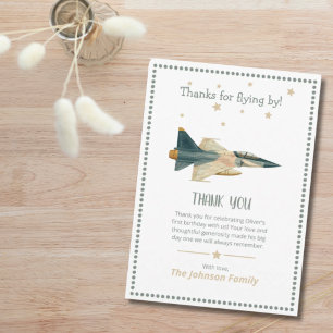 Carte De Remerciements Avion de chasse Time Flies Jet Fête d'anniversaire