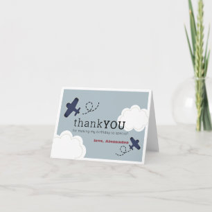 Carte De Remerciements Avion Nuages Blue Sky Boy Anniversaire