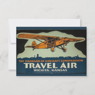 Carte De Remerciements Avion Vintage Travel Air, Wichita la capitale de l