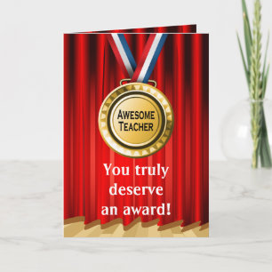 Carte De Remerciements Awesome Enseignant Appréciation Gold Award Photo