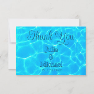 Carte De Remerciements Azur Turquoise Bleu Réflexion d'eau Minimalisme