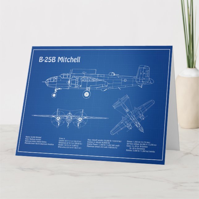 Carte De Remerciements B-25B Mitchell Doolittle - Plan d'avion AD (Devant)