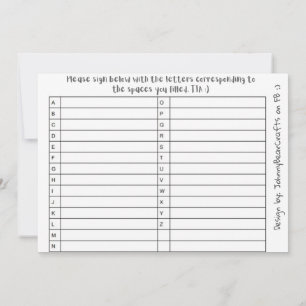 Carte De Remerciements B&W Abc Tpc #1