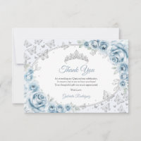 Baby Blue Argent Floral Quinceanera