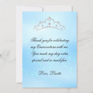Carte De Remerciements Baby Blue Quinceanera Ajouter photo personnalisée