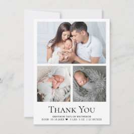 Carte De Remerciements Baby Boy 3 Photos État de naissance
