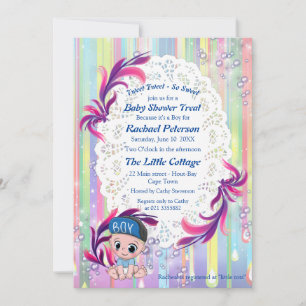 Carte De Remerciements Baby Boy arc-en-ciel Bubbles & Unicorns Baby showe