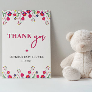Carte De Remerciements Baby Floral mexicain en Baby shower de fleurs