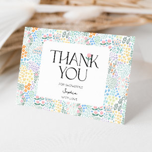 Carte De Remerciements Baby Floral Moderne Coloré Dans Le Baby shower Fle