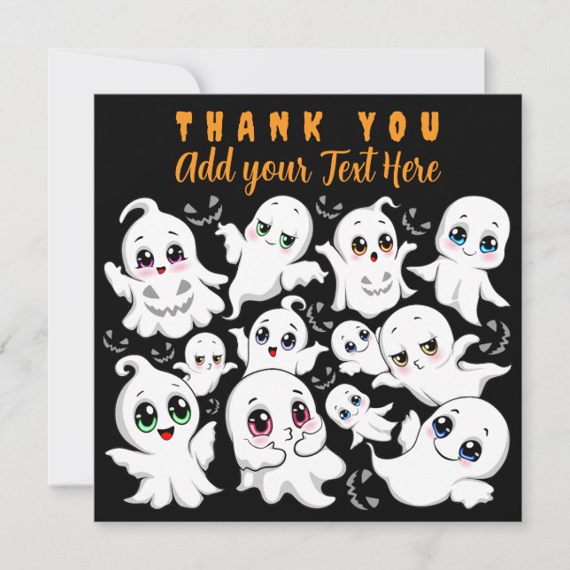 Carte De Remerciements Baby Ghosts Éffrayant mignon Halloween humeur (Devant)