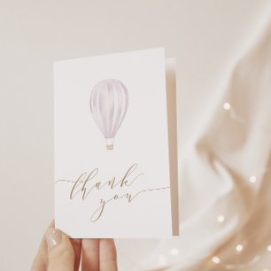 Carte De Remerciements Baby Girl rose Hot Air Balloon