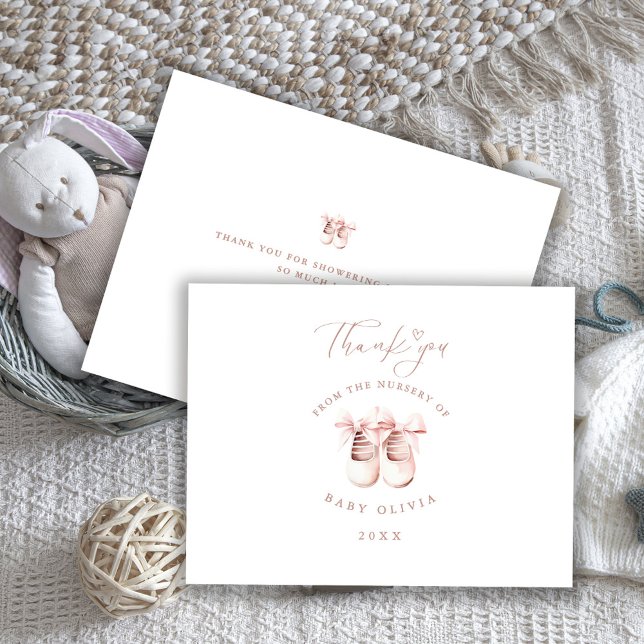 Carte De Remerciements Baby Girl Shoes The Nursery of Kids Thank You  (Créateur téléchargé)