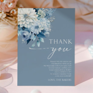 Carte De Remerciements Baby In Bloom Bleu Poussiéreux Fleur Baby Shower