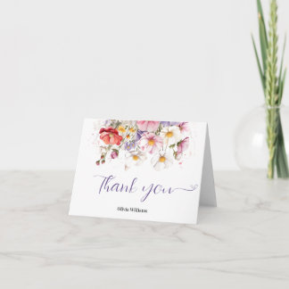 Carte De Remerciements Baby in Bloom Fleur sauvage Baby shower Lilac
