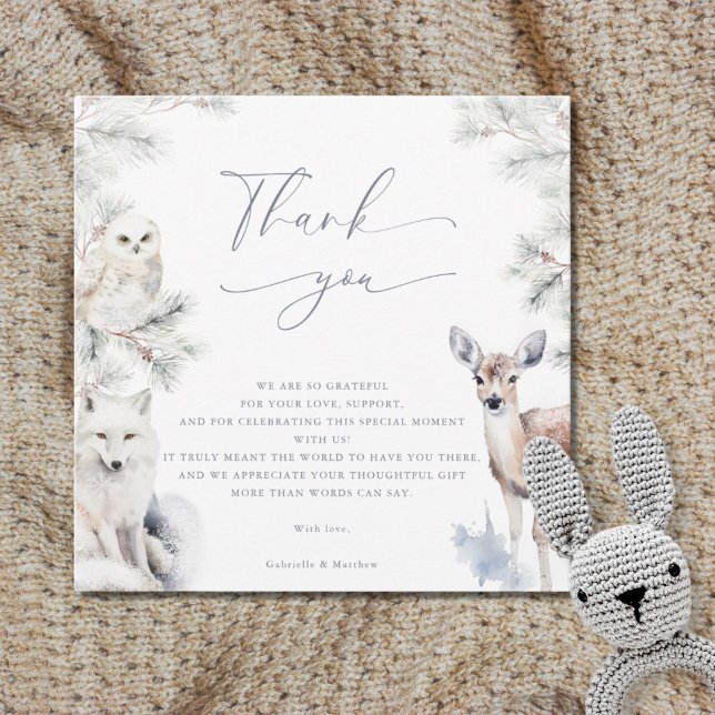 Carte De Remerciements Baby It's Cold Outside Winter Woodland Baby Shower (Créateur téléchargé)