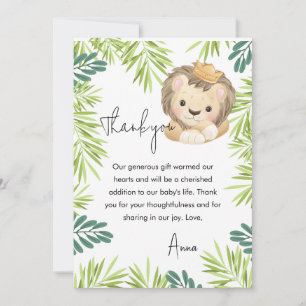 Carte De Remerciements baby lion king safari animaux