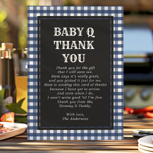 Carte De Remerciements Baby Q Barbeque Rustique Campagne Baby Shower Bleu