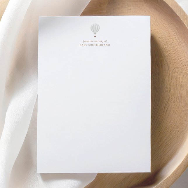 Carte De Remerciements Baby shower à air chaud Sage Green (Créateur téléchargé)