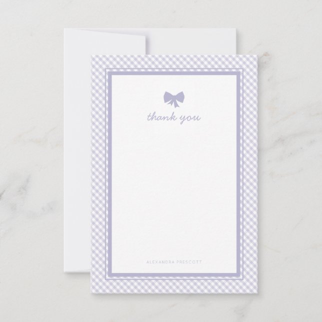 Carte De Remerciements baby shower à arc En vichy violet (Devant)