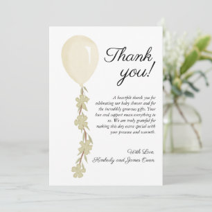 Carte De Remerciements Baby shower à ballets en crème mignonne