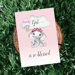 Carte De Remerciements Baby shower à ballon à air chaud éléphant