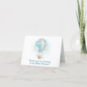 Carte De Remerciements Baby shower à ballon à air chaud Elephant et Bunny