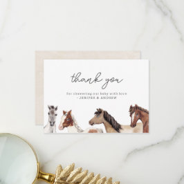 Carte de remerciements Baby shower à cheval