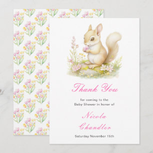 Carte De Remerciements Baby shower à écureuil de printemps