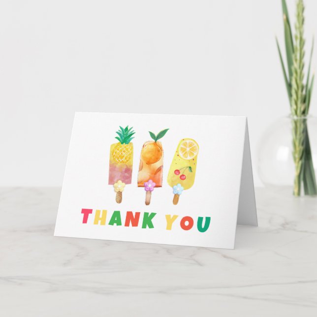 Carte De Remerciements Baby shower à la crème glacée d'été Tropical Fruit (Devant)