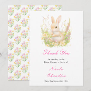 Carte De Remerciements Baby shower à lapin de printemps
