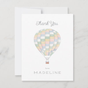 Carte De Remerciements baby shower à montgolfière de la courtepointe aqua