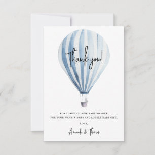 Carte De Remerciements Baby shower à montgolfières