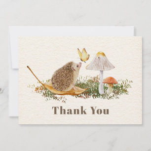 Carte De Remerciements Baby shower à papillon de champignons de Hérisson
