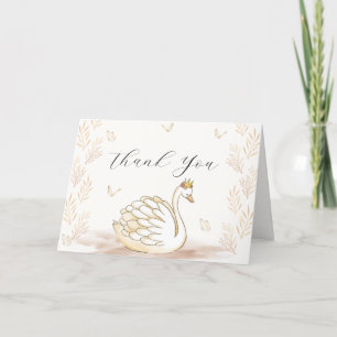 Carte De Remerciements Baby shower à papillon de cygne Gold Elegance