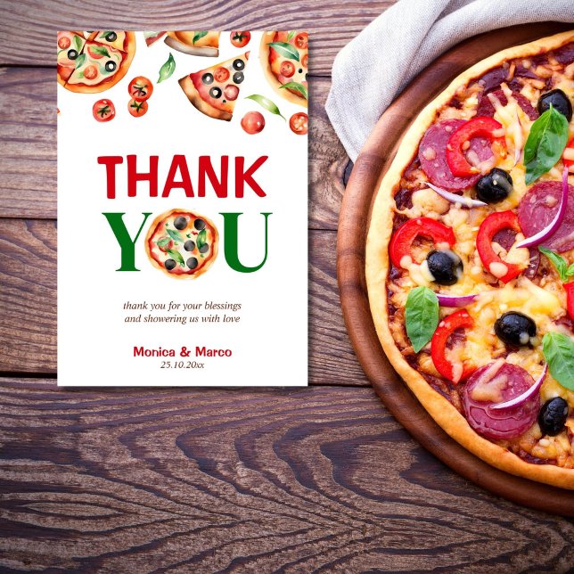 Carte De Remerciements Baby shower à pizza italienne en tranches (Slice slice baby Italian pizza baby shower Thank You Card tricolore pizza thank you card pizza party)