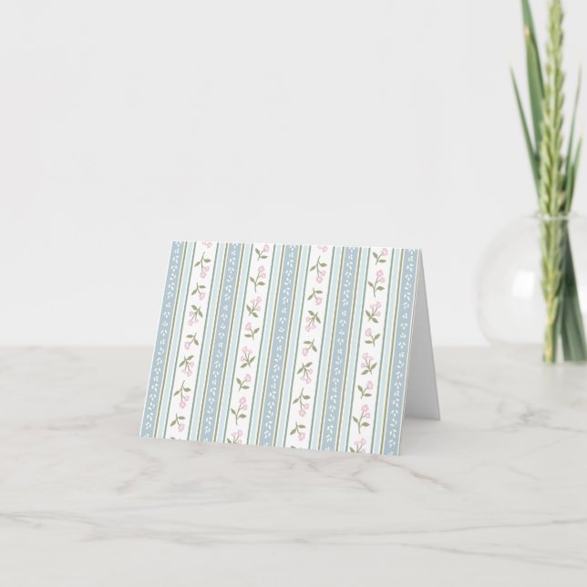 Carte de remerciements | Baby shower à rayures flo (Devant)
