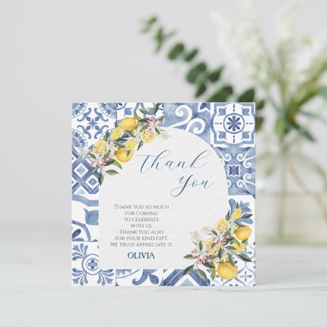 Carte De Remerciements Baby shower à thème Citrus (Debout devant)